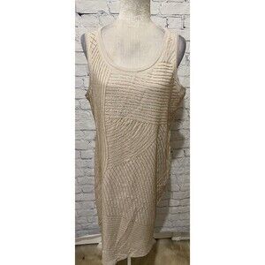 NWT Alfani Solid Beige Bead Embellished Sleeveless Knit MIDI Dress - Size XL